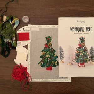 Woodland Tree Needle Poing Canvas and Threads